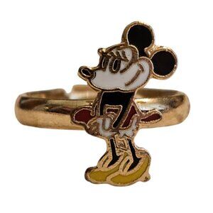 Vintage Gold Tone Minnie Mouse Adjustable Ring Walt Disney